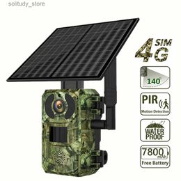 Hunting Trail Cameras Infrared camera with 4G connection ultra high definition solar camping monitoring camera used for outdoor hunting garden park Q240321