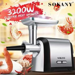 Grinders 3200W Electric Meat Grinder, Meat Mincer with Stainless Steel 2 Blades and 3 Plates, Sausage Staff Maker & Kubbe Kit for Home