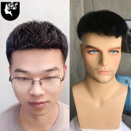 Bangs Bangs Short Straight Synthetic Black Natural Male Wigs For Young Men Topper Crew Cut Hair Style Toupee Clip Male Hairpiece