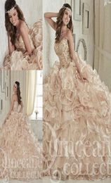 2020 Luxurious Champagne Embroidery Crystals Ball Gown Quinceanera Dresses FloorLength Vestidos De 15 Anos Sweet 16 Dresses6703130