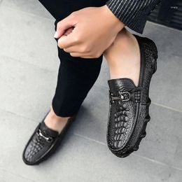 Casual Shoes 2024 Men Leather Summer Alligator Texture Slip-On Male Sneakers Loafer Mens Coffee Loafers Flats Driving