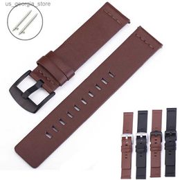 Watch Bands Brown Black Genuine Leather Band 18mm 20mm 22mm 24mm Men Women Strap Wristband Bracelet Accessories Y240321