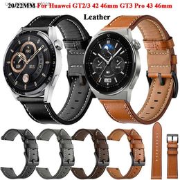 Watch Bands 20 22mm leather bracelet Huawei GT GT2 GT3 42 46mm smart strap GT 2 Pro GT3 Pro 46mm 42mm wristband bracelet Y240321