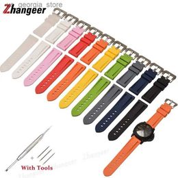 Watch Bands High Quality Solid Colour bands 20mm 22mm 24mm 26mm Soft Sile Rubber Sport Strap Men Women Universal Band + Tools Y240321