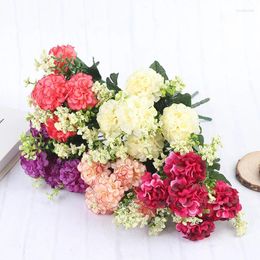 Decorative Flowers 1 Bouquet 5 Heads Artificial Mini Flower Head DIY Gift Box Scrapbooking Wedding Home Party Decoration