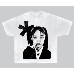 Unisex Y2K Cotton T-shirt Hip Hop Fashion Harajuku Graphic Print Short Sleeve T-shirts Streetwear Punk Casual Top Goth Loose Tee 240305