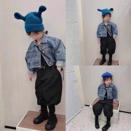 Jackets Korean Children's Clothing Denim Jacket Spring Autumn Lantern Pants For Boys And Girls Short Top Coat Kids Fashion Street