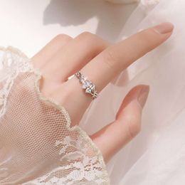 Four Leaf Grass Women's Korean Edition Simple Personalised Zircon Finger Ring