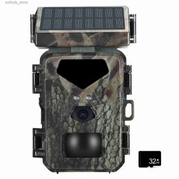 Hunting Trail Cameras Solar Night Vision Trail Camera 50MP 4K Hunting Camera 0.3s Trigger Time Trail Camera for Wildlife Monitoring and Hunting Q240321