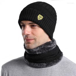 Berets Skullies Beanies Men Scarf Knitted Hat Cap Male Plus Gorras Bonnet Warm Wool Fur Thick Winter Hats For Women Beanie