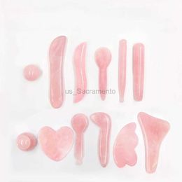 Face Massager Natural Rose Quartz Powder Crystal Roller Massage Spa Pink Facial Massager Guasha Natural Quartz Beauty Tool Facial Enhancement 240321