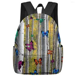 Backpack Colour Butterfly Birch Forest Women Man Backpacks Waterproof Travel School For Student Boys Girls Laptop Bags Mochilas