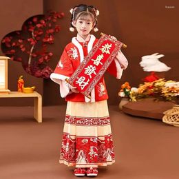 Ethnic Clothing Chinese Year Clothes 2024 Girls Tang Suits Children Hanfu Dress Traditional Folk Dance Costumes