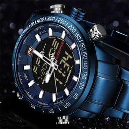 NAVIFORCE 9093 Luxus-Herren-Chrono-Sportuhr der Marke, wasserdicht, EL-Hintergrundbeleuchtung, digitale Armbanduhren, Stoppuhr