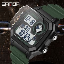 Sanda New Fashionable and Trendy Men's Business Outdoor Night Glow Sports Waterproof Personalized Square Digital Watch