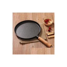 Pans 26Cm Thickened Cast Iron Non-Stick Frying Pan Layer-Cake Cake Pancake Crepe Maker Flat Griddle Breakfast Omelette Baking Drop Deliv Otx7D