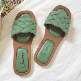 Slippers Fashion Shoes For Women Sandals Open Toe Walking WomenS Slides Woven Beach Female Lightweight Chaussure Femme01IBX5 H240322