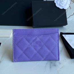 10A high quality luxury purse designer wallet Card Holders designer coin purse 11CM Cowhide caviar Genuine Leather fashion womens Purple wallet Gift box packaging