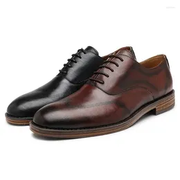 Casual Shoes 2024 Spring Autumn Fashion Men's Dress Vintage British Round Toe Man Footwear Split Leather Male A042