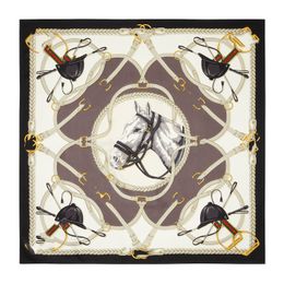 2024 Ny toppmärke designer silkescarf för kvinnor män hög kvalitet fyrkantig pannband l bokstäver ring hijab klassisk väska equestrian tryckt mullbär 90*90 cm