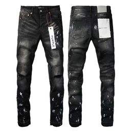 Purple Bxxxd Jeans American High Street Black Paint Distressed