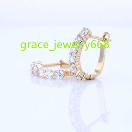 fashion style 10k yellow solid gold moissanite earrings hoops for gift