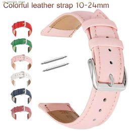 Watch Bands Candy colored plain weave genuine belt 12mm 14mm 16mm 18mm 20mm 22mm 24mm womens belt Y240321