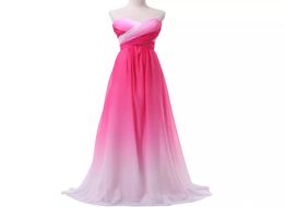 2018 New Sexy Cheap Ombre Long Prom Dresses Chiffon A Line Plus Size FloorLength Formal Evening Party Celebrity Bridesmaid Gown Q9849815