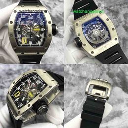 Male Timepiece Wristwatch RM Wrist Watch RM030 Full Skeleton Dial 18K White Gold Watch Mens Moving Storage Display Automatic Mechanical Watch