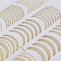 Nail Stickers 1 Sheet Stars&Moon Line Rivet Chain Image Transfer Decals Gold Color Self Adhesive Art Ultrathin 3D