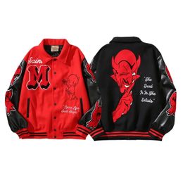 American Leather Sleeves High Street Saint Michael Embroidered Baseball Jersey Vintage Loose Fit Men Women Jacket Polo Coat 240319