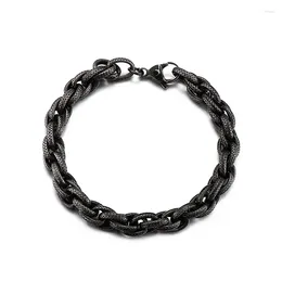 Charm Bracelets Stainless Steel Bracelet Retro Black Dot Hip-hop Coarse Fried Dough Twist Chain Titanium Men's