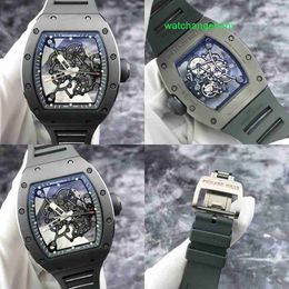 Male Timepiece Wristwatch RM Wrist Watch RM055 TI Combat Gray Limited 100 Pieces Hollow Dial Mens Mechanical Watch Titanium