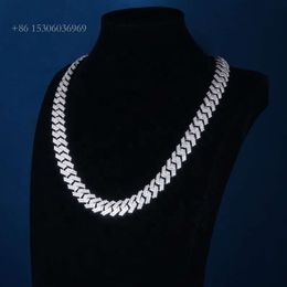 Custom 15Mm 24Inches S Sier 10K 14K Solid Filled Iced Out Moissanite Lab Diamond Cuban Link Chain Necklace Bracelet
