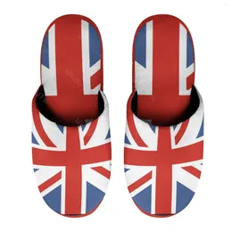 Slippers Uk Flag (2) Warm Cotton For Men Women Thick Soft Soled Non-Slip Fluffy Shoes Indoor House Size