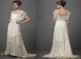 Vintage 1920s Wedding Dresses with Sleeves Catherine Deane Lita Modest Fairy Lace Vneck Full Length Plus Size Bridal Gowns robes 8914914