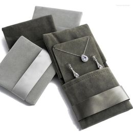 Jewelry Pouches Flannel Purse Gift Laminated Flat Chinese Coin Pouch Bags For Necklaces Rings