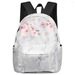 Backpack Marble Flower Pink Student School Bags Laptop Custom For Men Women Female Travel Mochila