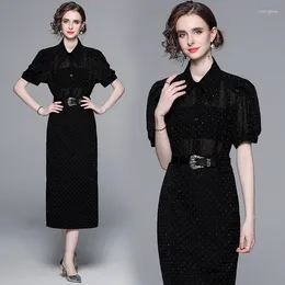 Skirts 2024 Spring/Summer Luxury Black Long Dress Set High Waist Fashion Two Piece Skirt Women's Short Sleeve Half