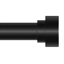 1 Inch Curtain Rod 18-45 Inch, Black, Cylinder Finial