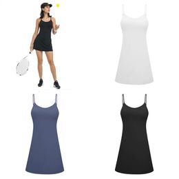 Lu womens designer clothing dress Summer Yoga's New Sexy Suspender, Solid Color Yoga Tennis Lightweight Breathable Golf Sports Dress