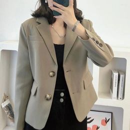 Women's Suits 2024 Classic Khaki Single Breasted Loose Blazer For Women Office Wear Fashion Coat Basic Suit Jacket Femmle Chic Outwear