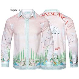 cosplay casablanca shirts French Light Luxury High End Spotted Dog Garden Scenery Long Sleeved Men's Rascal Handsome Casual Shirt