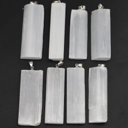 Sets Natural Stone Selenite Plaster Pendant Tourmaline Rock Mineral Reiki Healing Energy Charms Diy Necklace Making Free Shipping