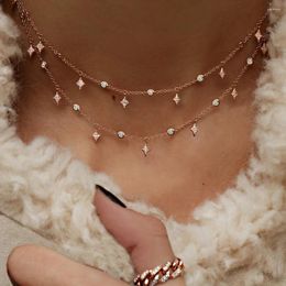 Chains Delicate 925 Sterling Silver Cz White Round Layer Choker Necklace Fashion Elegant Jewellery For Women Wedding Gift