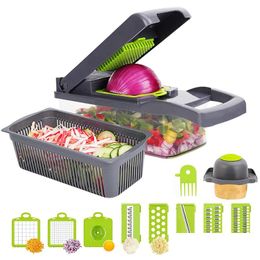 Fruit Vegetable Tools Lmetjma 11 In 1 Chopper Slicer Mandoline Cutter With Drain Basket Potato Onion Dicer Kc0430 230525 Drop Deli Dheyv