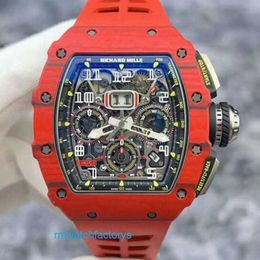 Top RM Watch Titanium Watch RM11-03 FQ Red Red NTPT Carbon Fibre Material Date Month Display