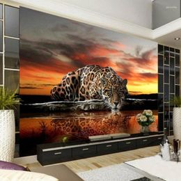 Sfondi Diantu Personalizzato Po Carta da parati 3D stereoscopico Animale Leopardo Murale Soggiorno Camera da letto Divano Sfondo Murales Autoadesivi