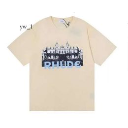Rhude Shirt Designer T Shirt Summer Mens T Shirt Womens Rhude Shorts for Men Tops Letter Polo Shirt Embroidery Tshirts Clothing Short Sleeved Tshirt Large Tees 8656