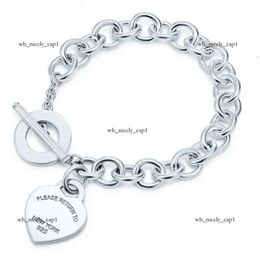 Tiffancy Bracelet Designer Classic Tiffanybracelet S925 Sterling Silver Double Plate Pendant With Drip Glue Diamond Plated Heart Bracelet Tiffanyset Fashion 455